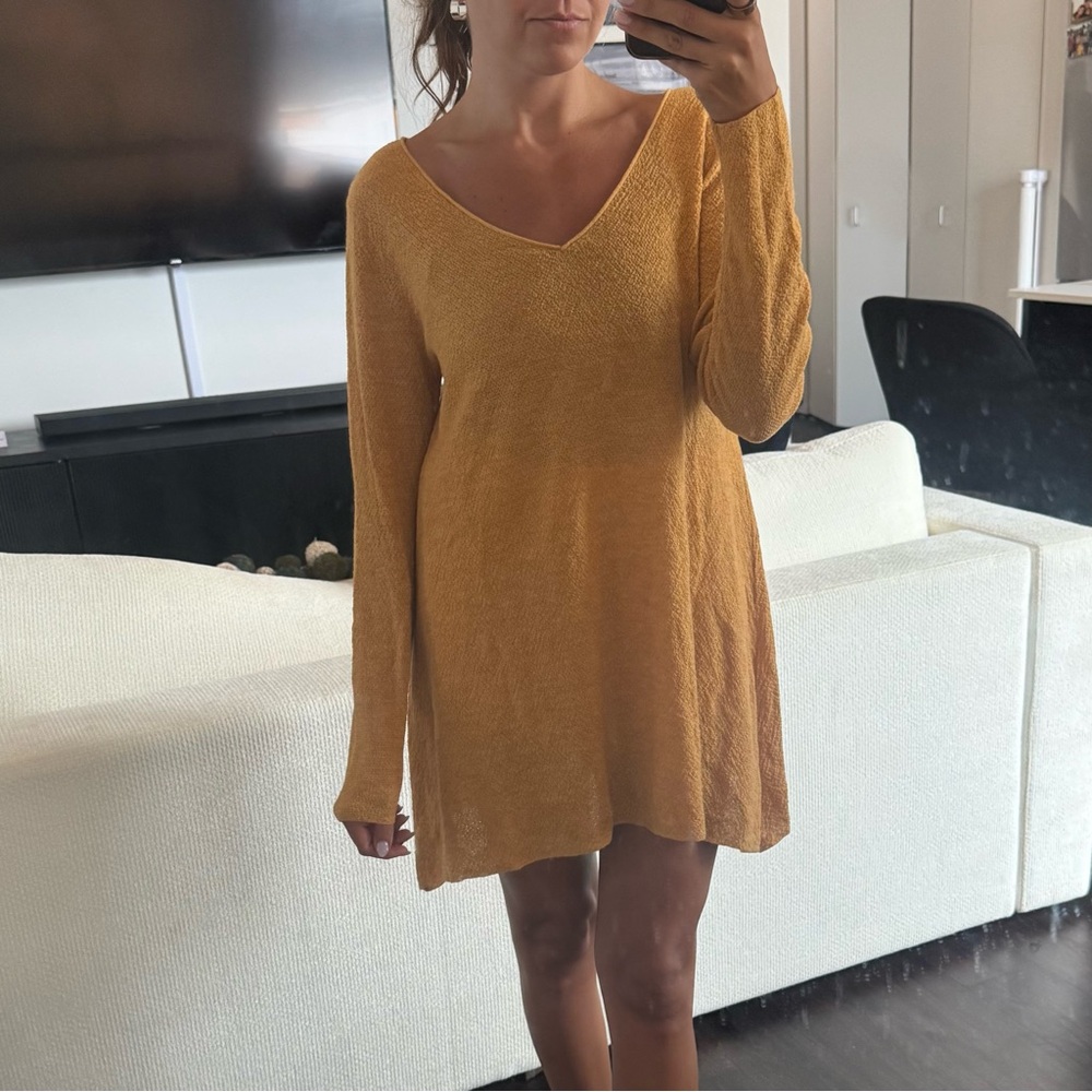 Eileen Fisher Mustard Long Sleeve Dress